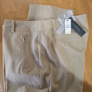 Talbots Petite Signature Chino Pants Flat Front Tan Size 14P NWT